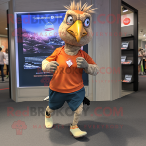 Tan Pheasant mascot costume character dressed with a Running Shorts and Anklets