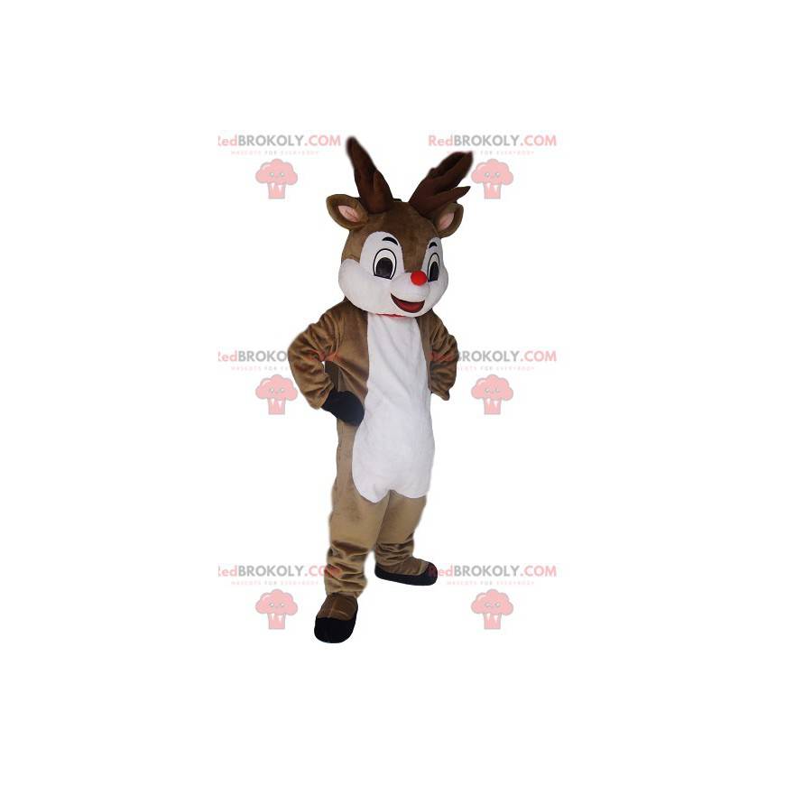 Mascote de rena muito charmoso com seu mini focinho vermelho -