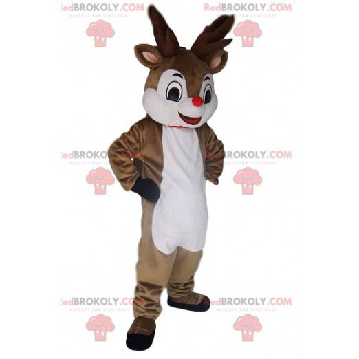 Very charming reindeer mascot with its mini red muzzle -