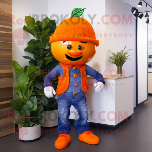 Orange Grape mascot costume character dressed with a Flare Jeans and Ties