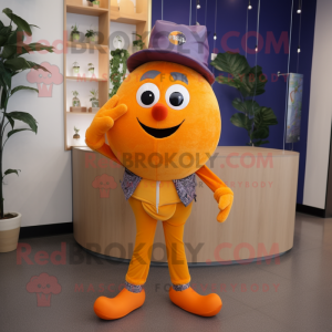 Orange Grape mascot costume character dressed with a Flare Jeans and Ties