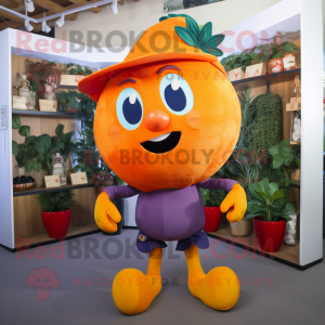 Orange Grape mascot costume character dressed with a Flare Jeans and Ties