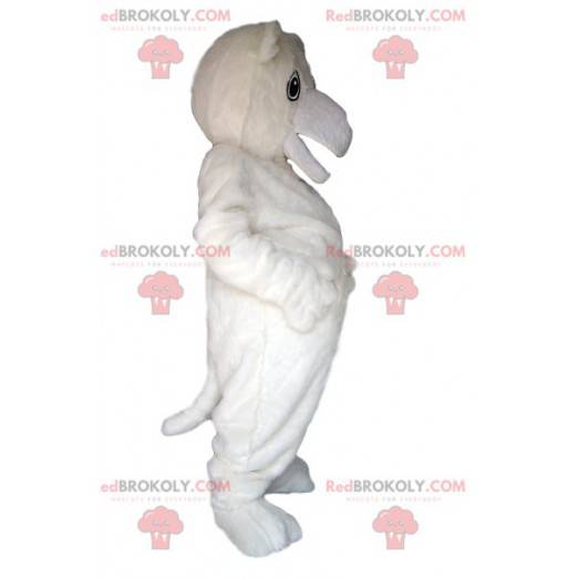 Mascote do urso polar com um sorriso enorme e uma barriga
