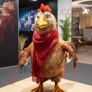 Brown Hens mascot costume character dressed with a Flare Jeans and Scarf clips