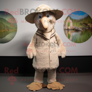 Beige Kiwi mascotte kostuum...