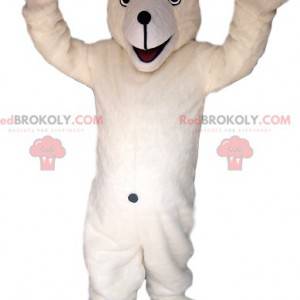 Polar bear mascot with a huge smile and a big belly -