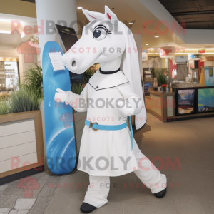 White Mare mascot costume character dressed with a Capri Pants and Wraps