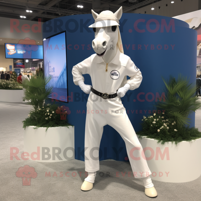 White Mare mascot costume character dressed with a Capri Pants and Wraps