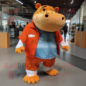 Oranje nijlpaard mascotte...