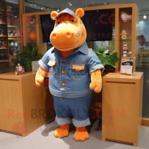 Orange Hippopotamus maskot...