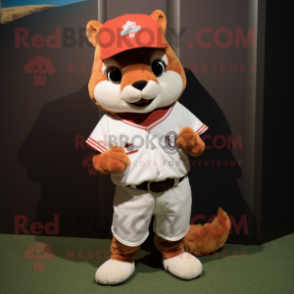 Rust Ermine mascot costume character dressed with a Baseball Tee and Tie pins