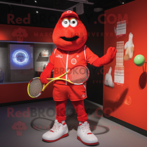 Rød tennisketcher maskot...