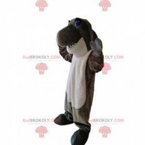 Mascota de tiburón gris y blanco muy divertida - Redbrokoly.com