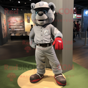 Gray Baseball Glove mascot costume character dressed with a Joggers and Anklets