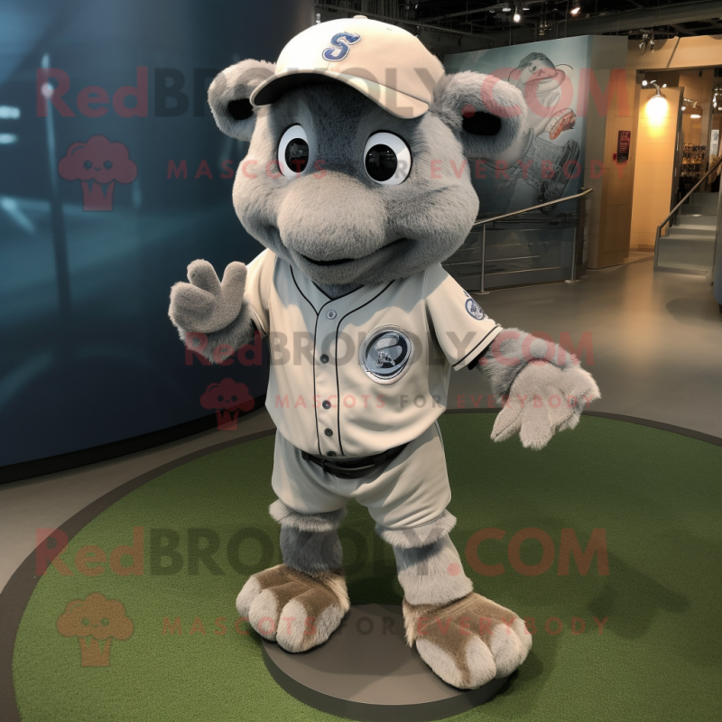 Gray Baseball Glove mascot costume character dressed with a Joggers and Anklets Gray Baseball Glove mascot costume character dressed with a Joggers and Anklets