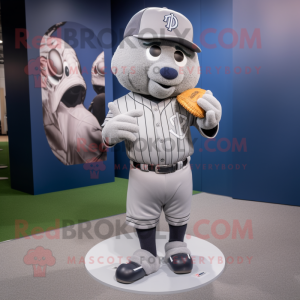 Gray Baseball Glove mascot costume character dressed with a Joggers and Anklets