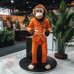 Orange Chimpanzee mascot costume character dressed with a Suit Pants and Anklets