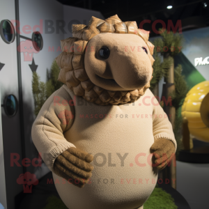 Tan Glyptodon mascot costume character dressed with a Sweater and Cufflinks