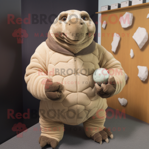 Tan Glyptodon mascot costume character dressed with a Sweater and Cufflinks