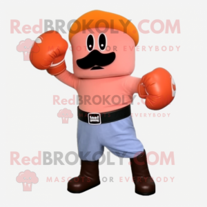Peach Boxing Glove mascot costume character dressed with a Sweater and Berets