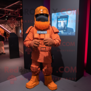 Rust Spartan Soldier mascot costume character dressed with a Playsuit and Beanies