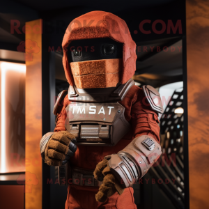 Rust Spartan Soldier mascot costume character dressed with a Playsuit and Beanies