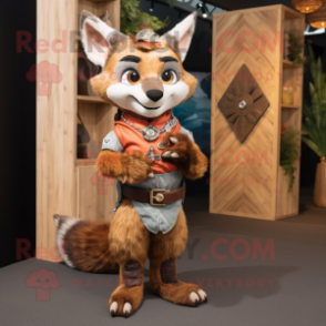 Brown Fox mascot costume character dressed with a Sheath Dress and Bracelet watches