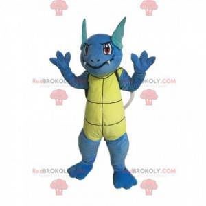 Blue turtle mascot with teeth and pointed ears - Redbrokoly.com