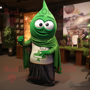 Forest Green Hourglass mascot costume character dressed with a Jeggings and Shawls