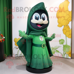 Forest Green Hourglass mascot costume character dressed with a Jeggings and Shawls