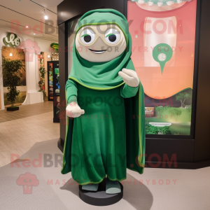 Forest Green Hourglass mascot costume character dressed with a Jeggings and Shawls