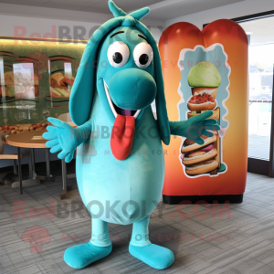 Turkis Hot Dog maskot drakt...