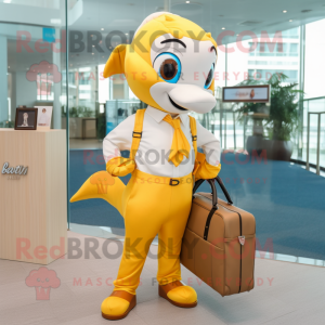 Gold Dolphin maskot kostume...