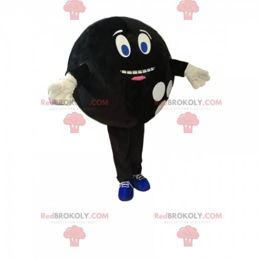 Very cheerful black bowling ball mascot - Redbrokoly.com