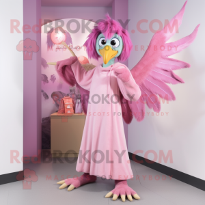 Pink Harpy maskot kostume...