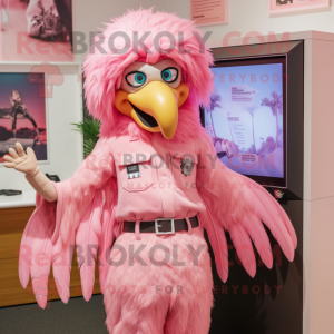 Pink Harpy maskot kostume...