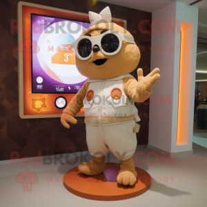 Tan Squash mascot costume character dressed with a Playsuit and Digital watches