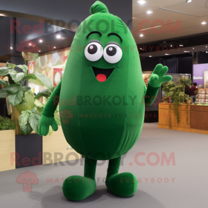 Forest Green Zucchini mascot costume character dressed with a Jeggings and Cufflinks