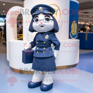 Navy Pho mascot costume character dressed with a Mini Skirt and Wallets