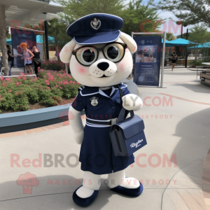 Navy Pho mascot costume character dressed with a Mini Skirt and Wallets