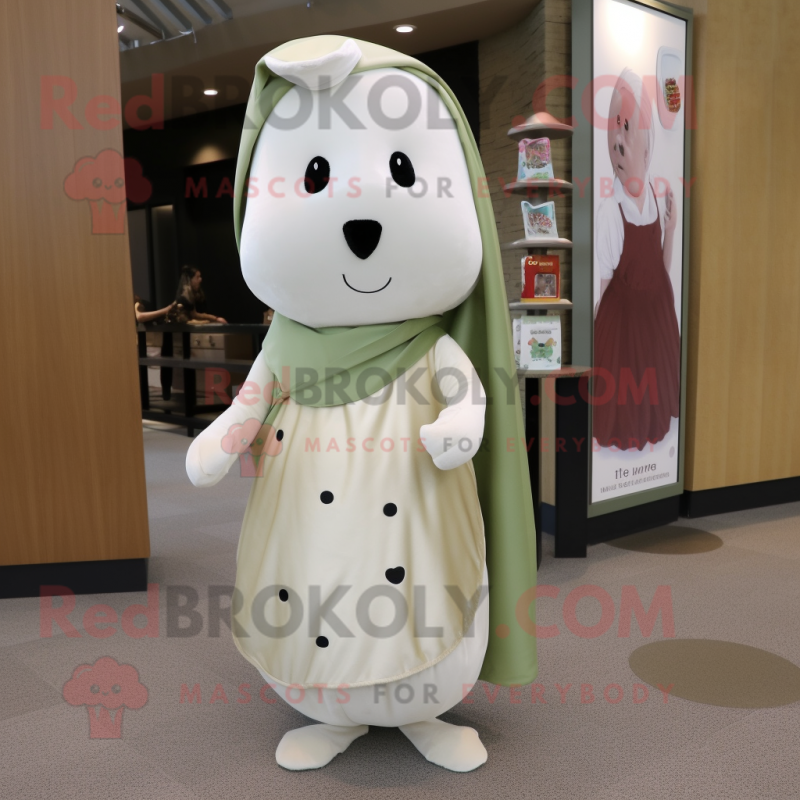 Olive Ermine mascot costume character dressed with a A-Line Dress and Pocket squares Olive Ermine mascot costume character dressed with a A-Line Dress and Pocket squares