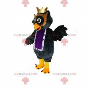 Mascote da coruja negra com uma pequena coroa dourada -