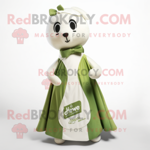 Olive Ermine mascot costume character dressed with a A-Line Dress and Pocket squares