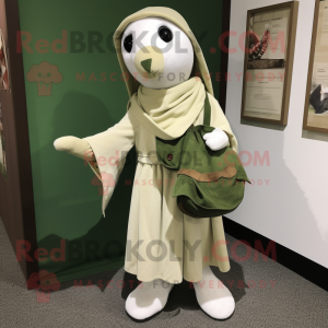Olive Ermine mascot costume character dressed with a A-Line Dress and Pocket squares