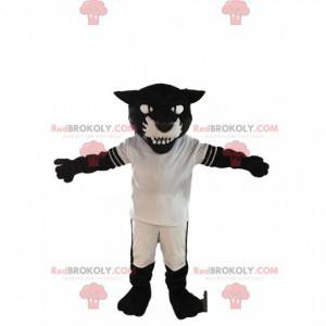 Aggressive black panther mascot with sportswear - Redbrokoly.com