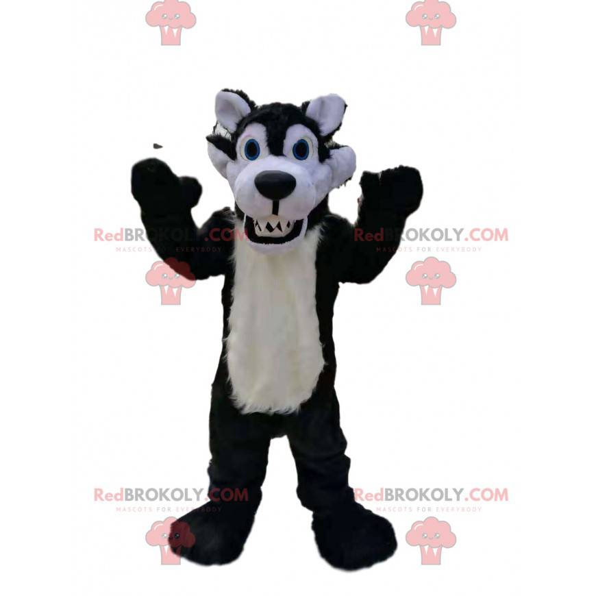 Mascote de lobo preto e branco muito bestial - Redbrokoly.com