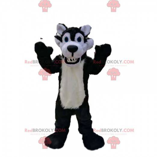 Zeer beestachtige zwart-witte wolfmascotte - Redbrokoly.com