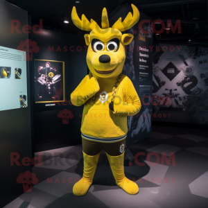 Yellow Deer maskot kostume...