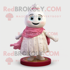 White Raspberry mascot costume character dressed with a Skirt and Shawl pins