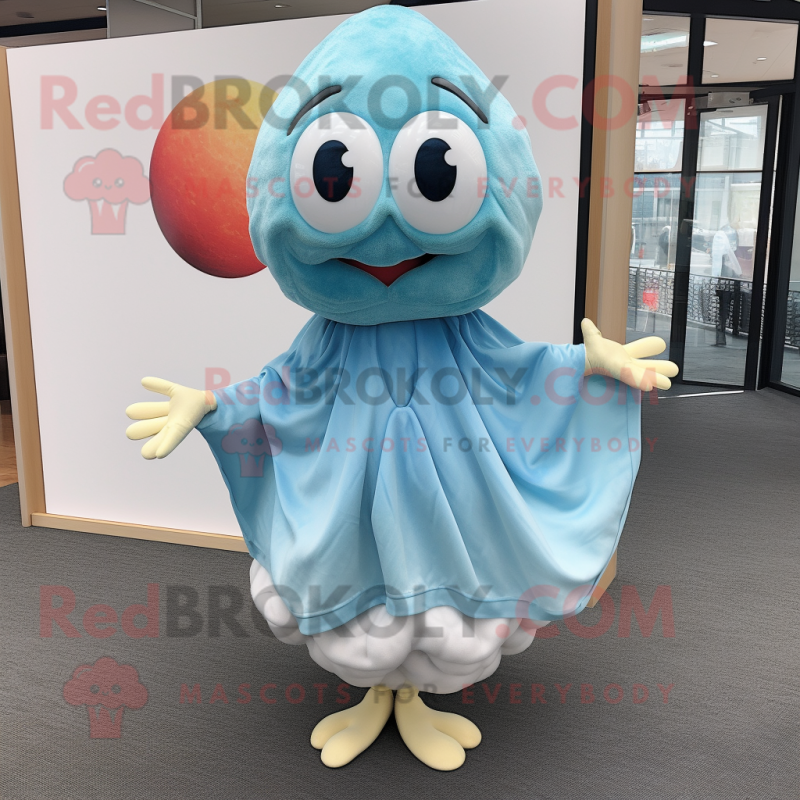 Sky Blue Oyster mascot costume character dressed with a Culottes and Anklets Sky Blue Oyster mascot costume character dressed with a Culottes and Anklets